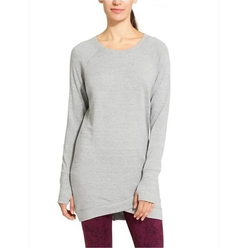 Athleta gray heather criss cross long sleeve sweatshirt dress sz S